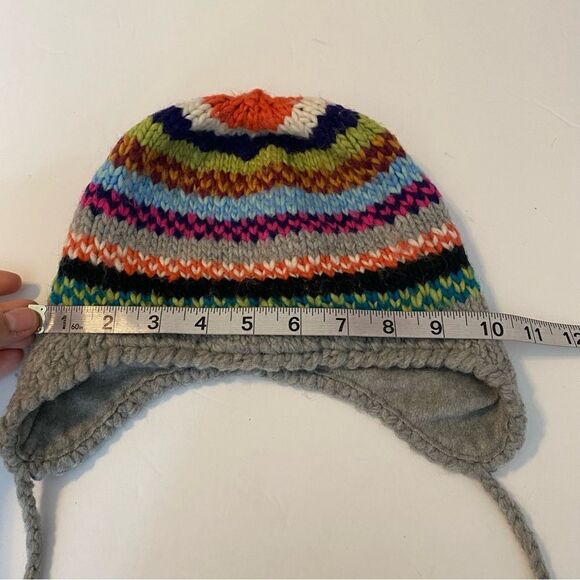 Billabong unisex colorful rainbow wool blend fleece lined ear flap ties hat OS - Picture 5 of 9